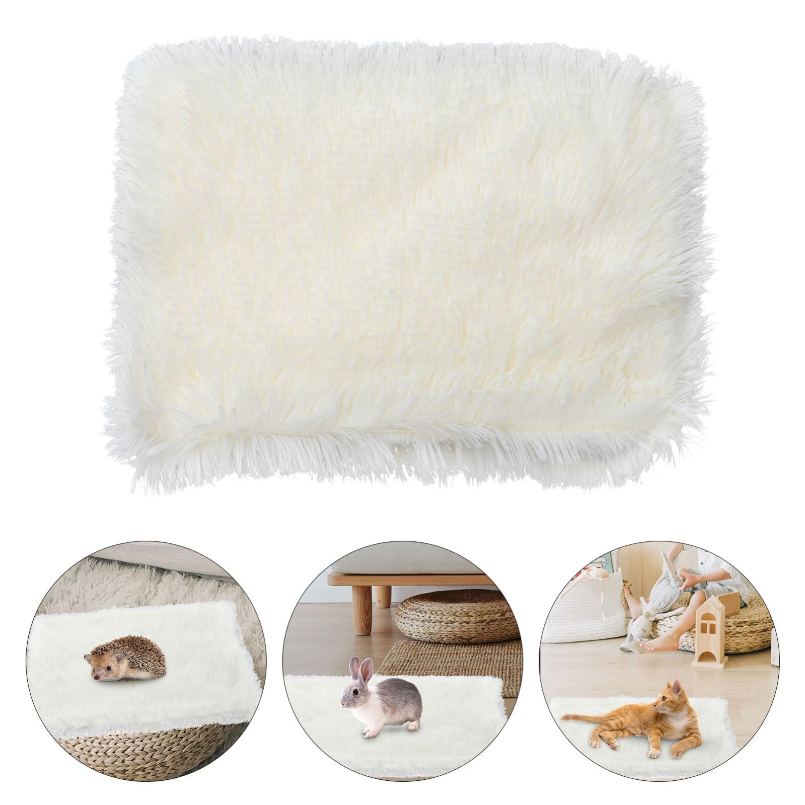 FRCOLOR Coperta per Animali in Peluche, Doppio Strato Caldo e Confortevole | Bianco, Tessuto Lana Artificiale, per Cani e Altri Pet, Adatta a Soggetti Anziani o Mobilità Ridotta