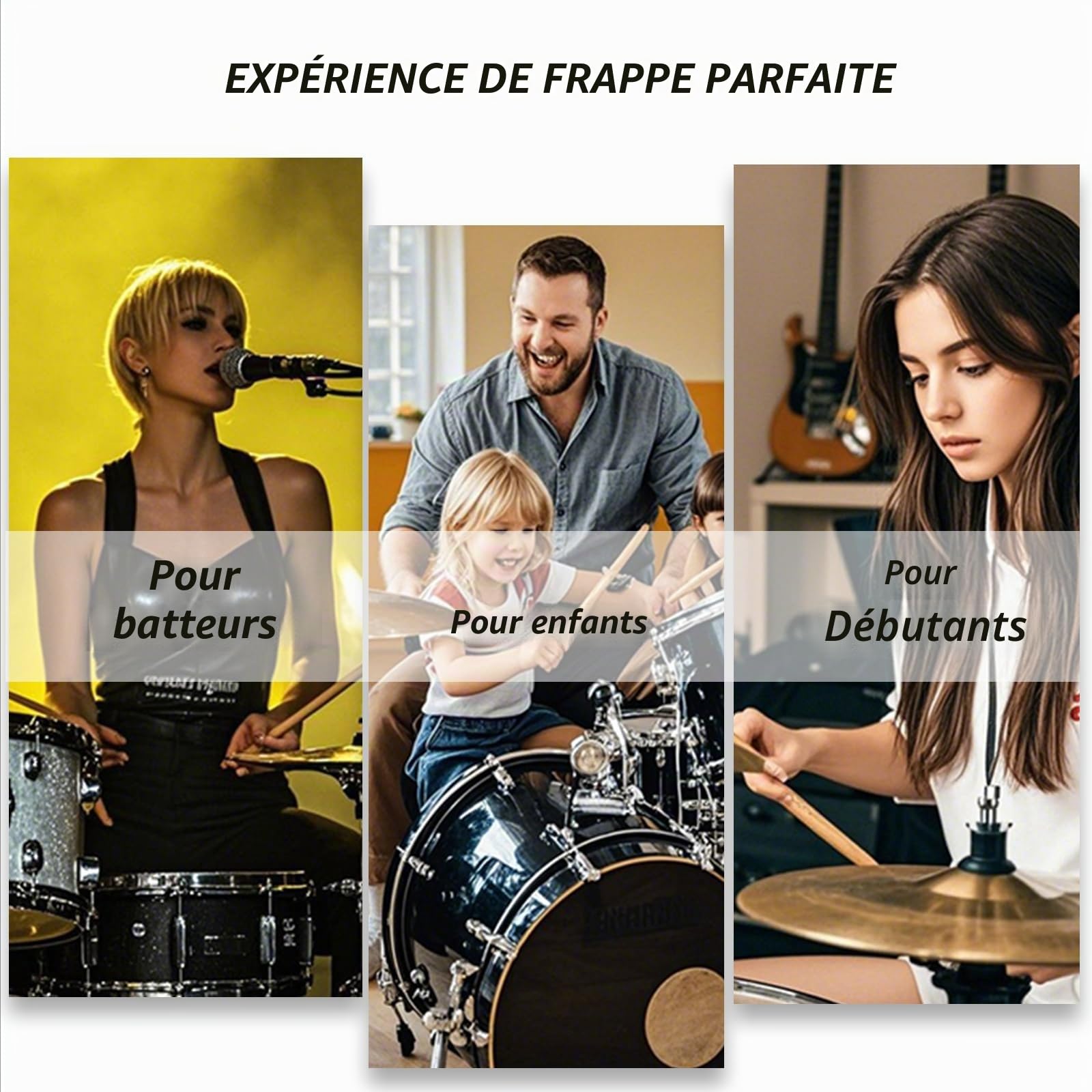 Baguette Batterie, Baguette Batterie 5A ovales en bois de chêne avec pointe en nylon pour batterie acoustique ou électronique (12 paires)