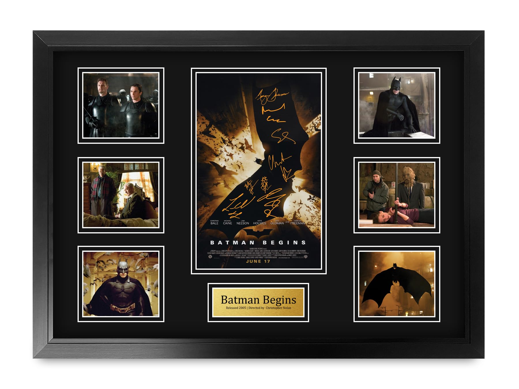 HWC Trading Batman Begins Christian Bale Gifts Printed Poster Signed Autograph Picture for Movie Memorabilia Fans - A2 Framed (ID-006421) — image 1