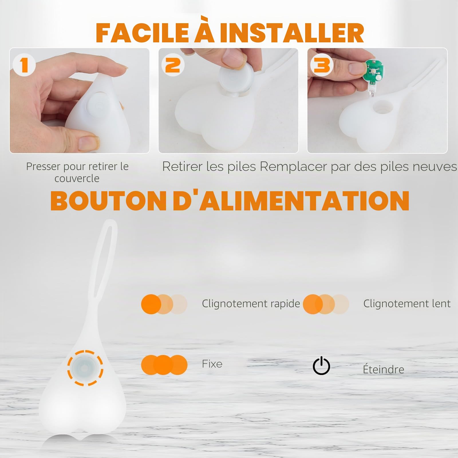 Feux arrière de Boule de vélo, Riloer Feux arrière pour VTT, Éclairage décoratif pour Jardins lumières d'avertissement de Coeur de vélo, Lampe d'oeuf LED Essentielle de Nuit, imperméable，Bleu