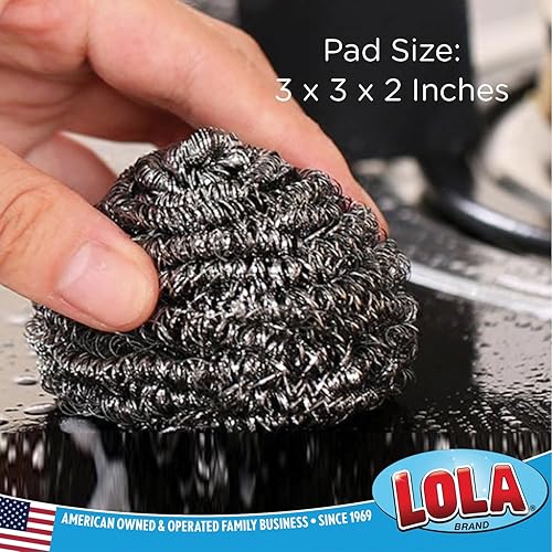 Miniatura 10 de Lola Products - Estropajos de acero inoxidable  Alambre plano rizado de acero inoxidable  Estropajo resistente  Sin olor y a prueba de óxido  Limpia