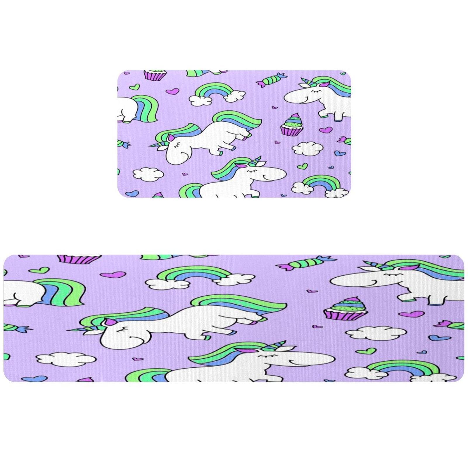 Tapete de cocina antideslizante y absorbente con diseño de unicornio