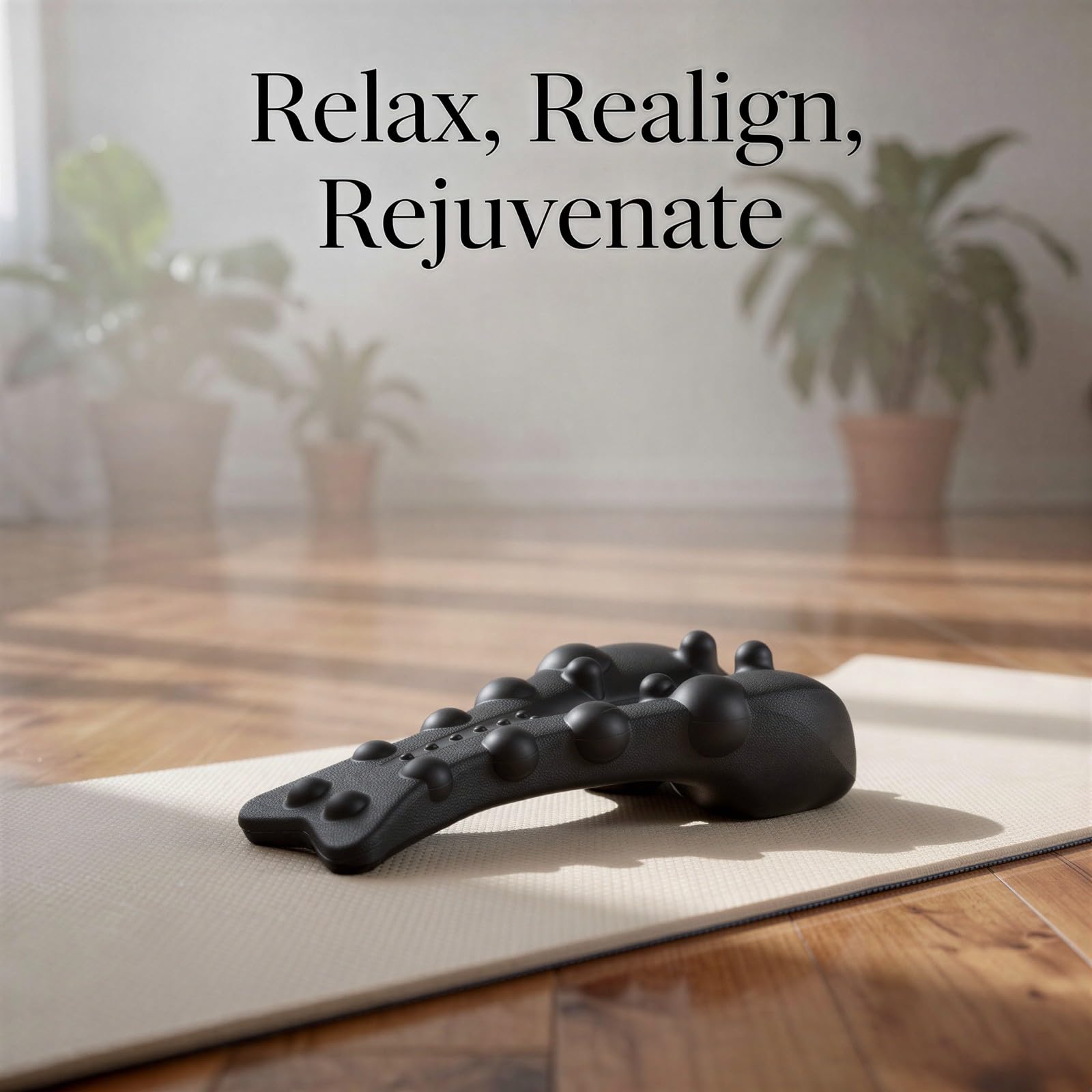 Nacken-Traktionsgerät, ergonomischer Nackenmassager mit Druckpunkten für Nackenkomfort, Rückenstrecker und Wellness-Kissen zur Wirbelsäulenstütze, Schulterentspanner und Lendenstütze, Schwarz