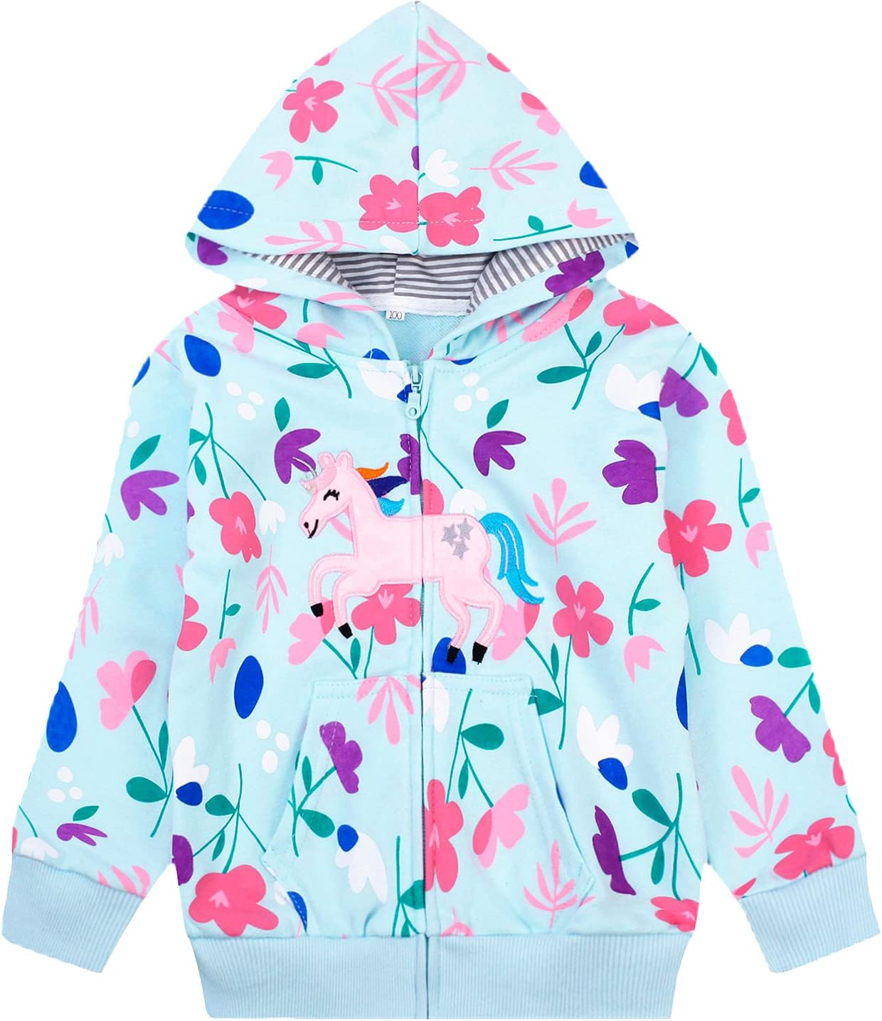 Baby Girl Zip-up Jacket Rainbow Unicorn Cotton Hoodie Sweatshirt Toddler Fall Coat Kids Winter Outfits Outerwear 2t-7t