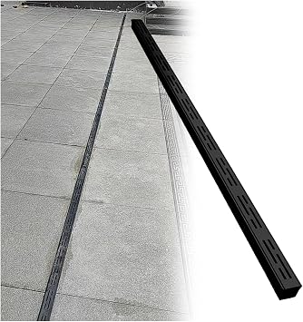 Trench & Driveway Channel Drain with Stainless Steel Grate, Heavy Duty Trench Drains for Yard/Patio/Garden/Garage Concrete Floor, Commercial Slim Long Driveway Water DiverterBlack/WxH,5x5cm2x2in