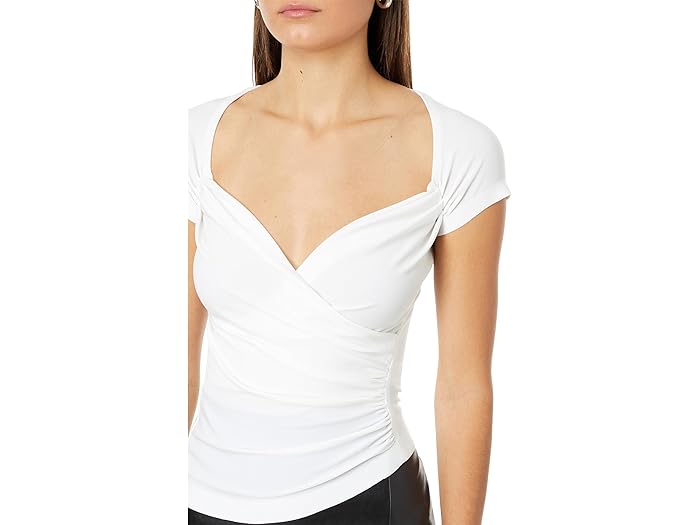 Cap Sleeve Sweetheart Side Drape Top - Image 1