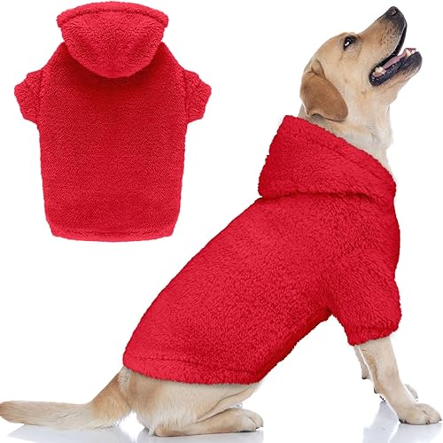 Miniatura 19 de Suéteres mullidos para perros grandes, ropa con capucha para mascotas, abrigos cálidos y suaves para mascotas, suéteres para perros extra grandes