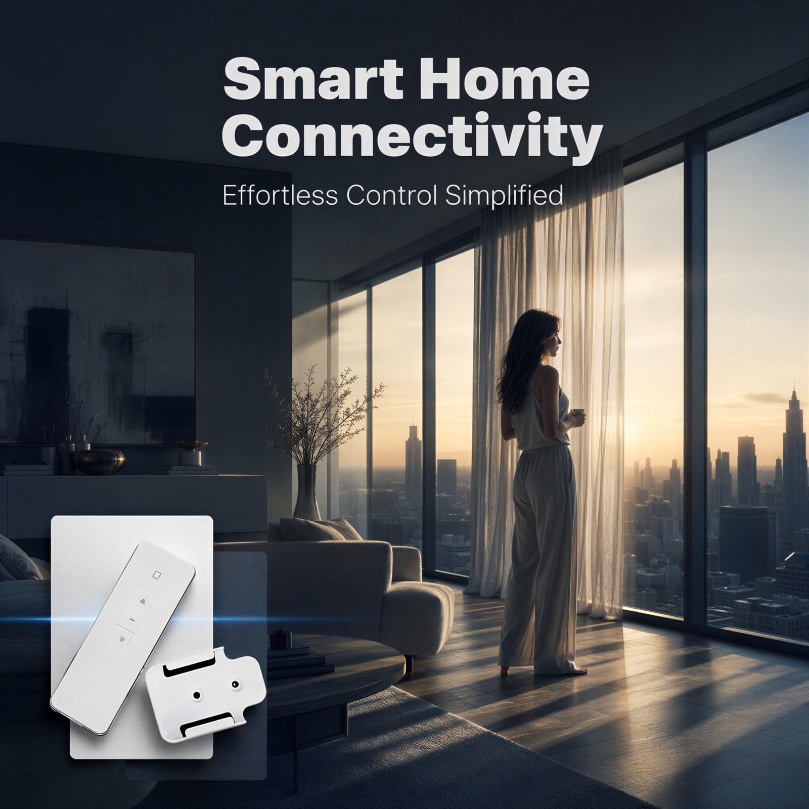 Télécommande pour Stores Compatible avec Le contrôleur WiFi Tuya, Design à 3 Boutons et Support Mural, télécommande Intelligente pour Rideaux motorisés, Volets roulants, Portes et fenêtres