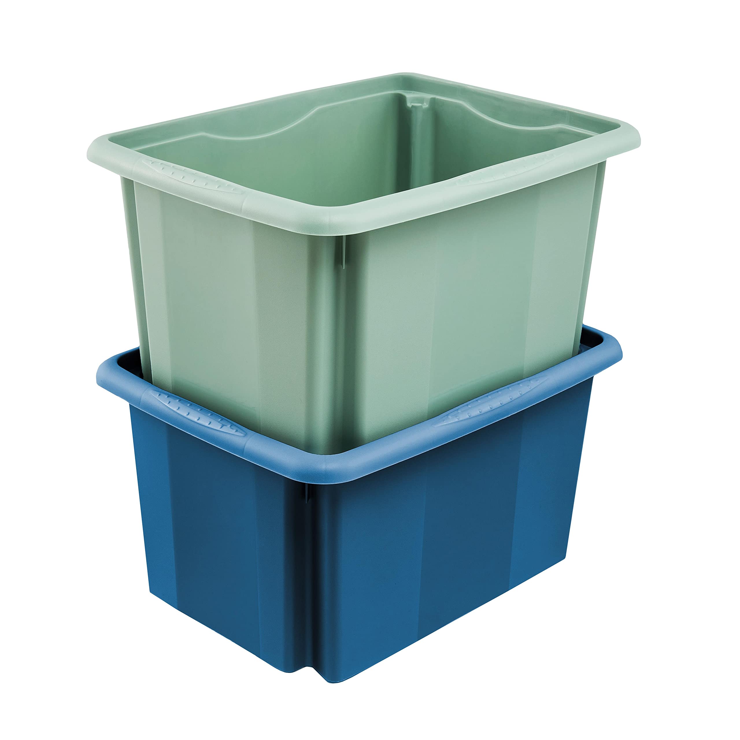 keeeper Contenitore Portaoggetti Rotabile e Impilabile, 38 x 28,5 x 20,5 cm, 15 L, Emil Eco Line, Eco Blu
