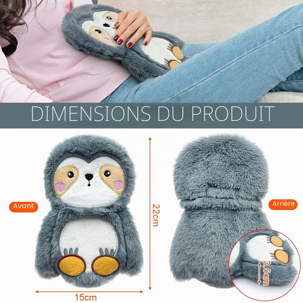 Coussin Chauffant Micro-Onde Bouillotte Peluche Eau Chaude pour Soulagement Règles Douloureuses