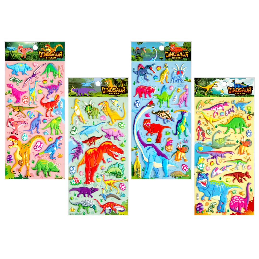 PLUSPOINT 3D Puffy Sticker for Kids with Assorted Dinosaur, 4 Sheets Cute Foam Sticker for Preschool Girls Boys, Reusable Sticker Bulk for Party Favor, Teachers Reward, Craft Scrapbooking (Dino- A) (B0D2KW4PRX) Amazon Price History, Amazon Price Tracker