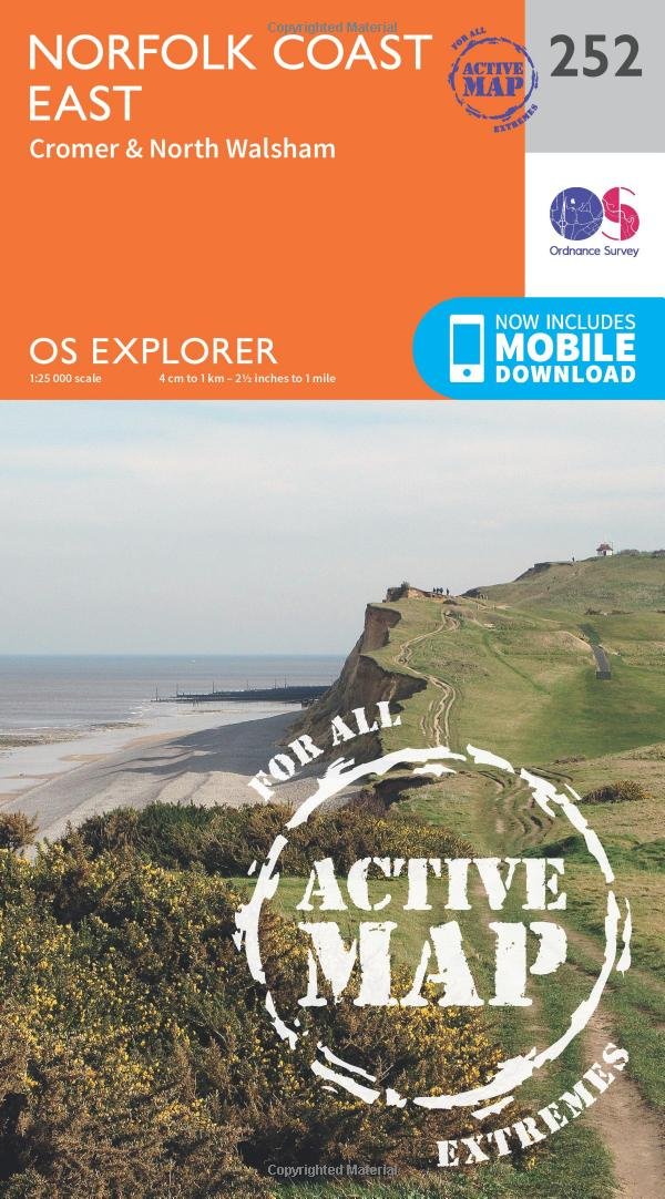 Norfolk Coast East Map | Weatherproof | Cromer & North Walsham | Ordnance Survey | OS Explorer Active Map 252 | England | Walks | Hiking | Maps | Adventure