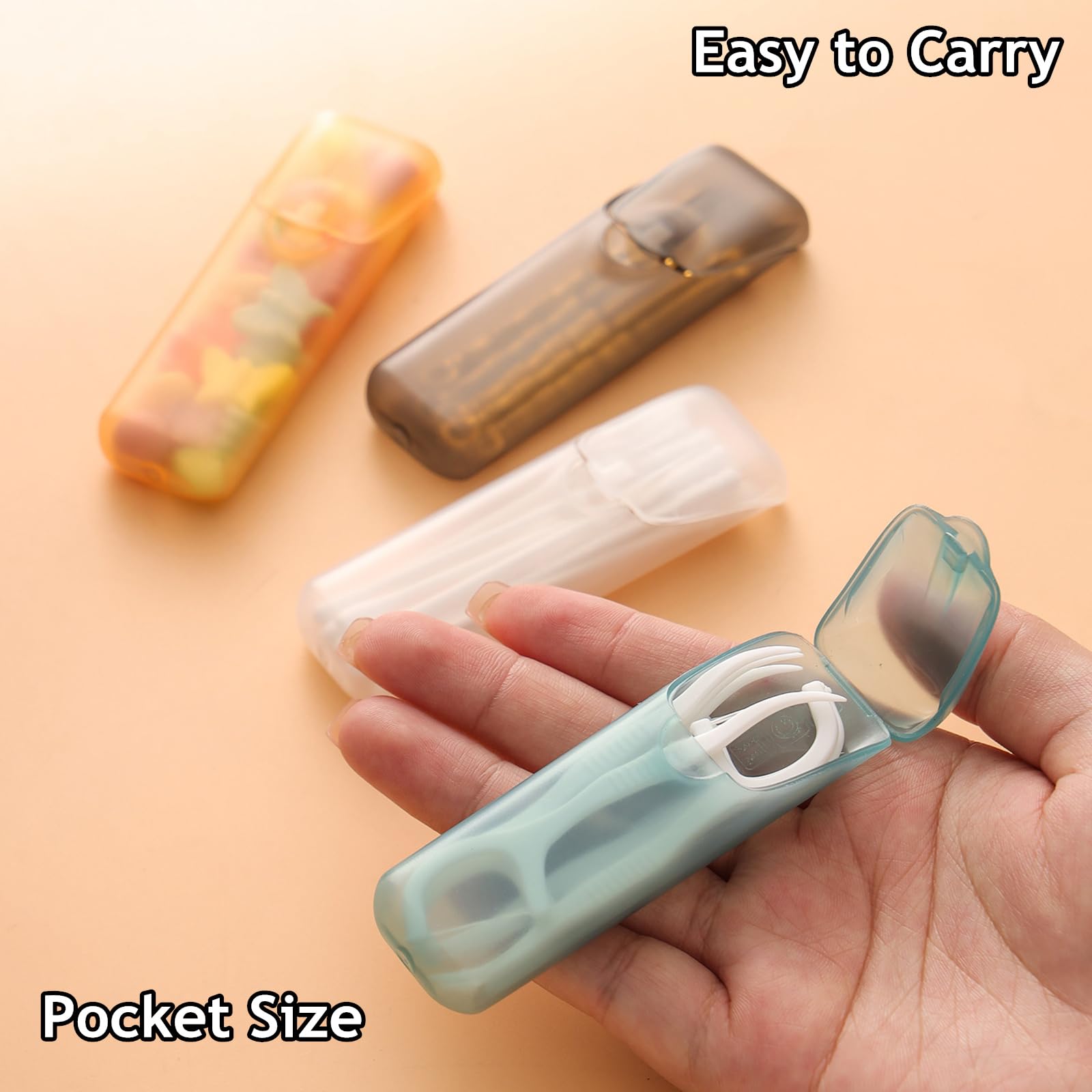 MANJIAMEI 6 Pièces Mini Porte-Cure-Dents Translucide Portable Format de Poche Distributeur à Fil Dentaire Multifonction