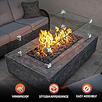 Vista 6 de Skyflame Protector de viento rectangular de vidrio para fogatas de 24 x 12 pulgadas, reemplazo para exterior
