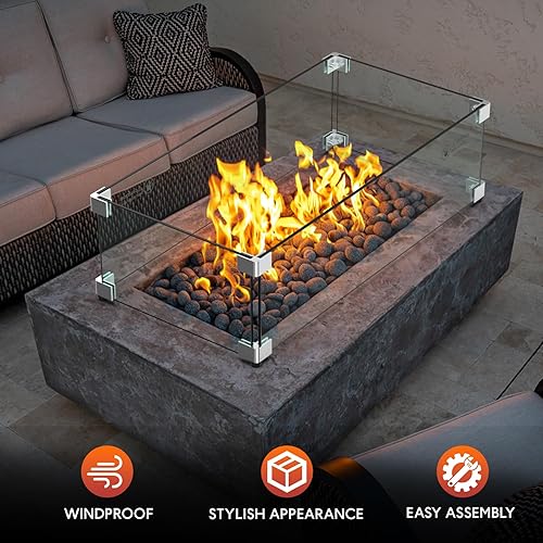 Miniatura 6 de Skyflame 24 x 12 pulgadas rectangular de vidrio para fogata de vidrio de repuesto para exteriores