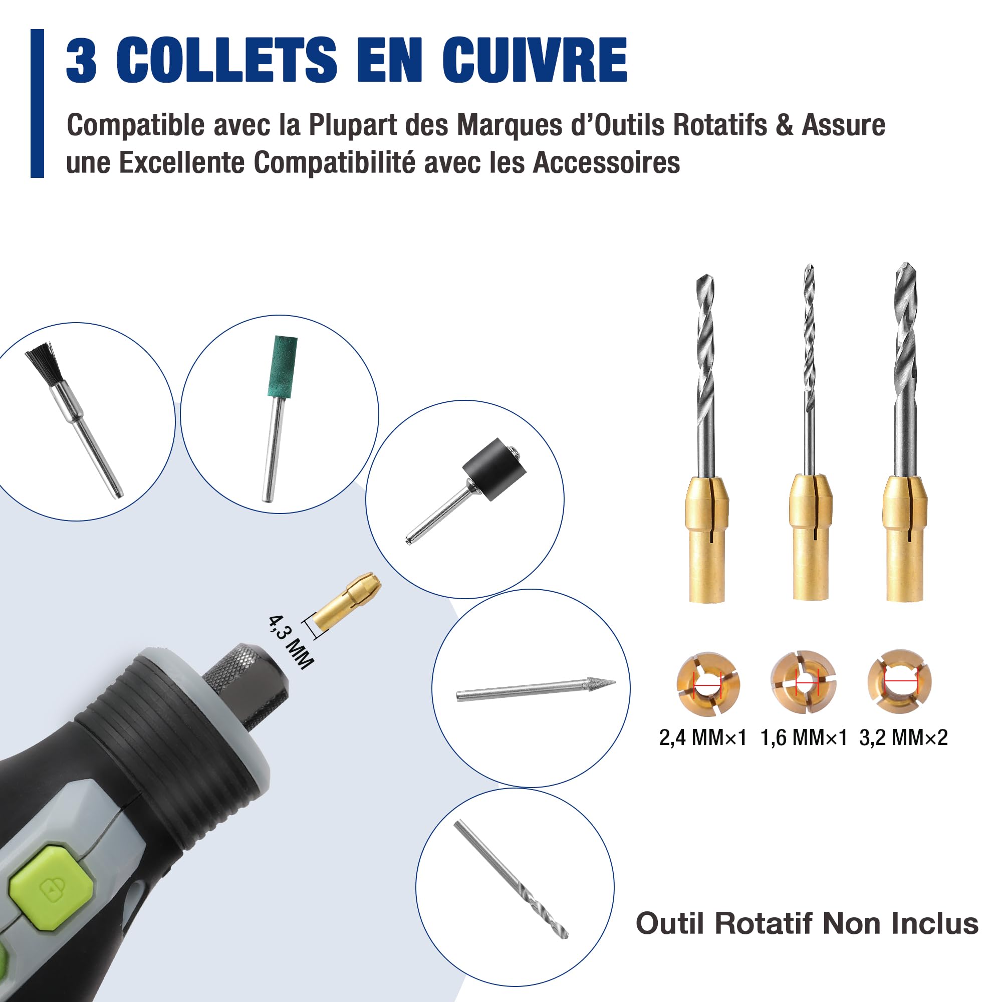 WORKPRO Coffret de 476 Accessoires d'Outils Rotatifs Universels, Kit d’Accessoires d'Outils Rotatifs Multifonctions pour Coupe, Gravure, Meulage, Polissage, Ponçage, Perçage, etc.
