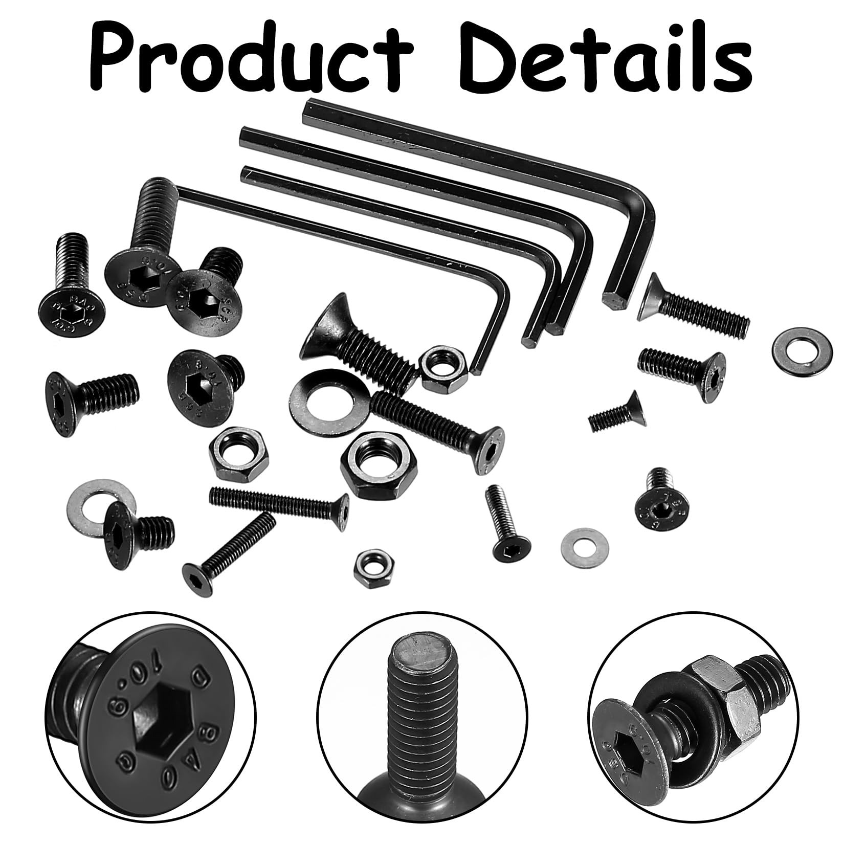 1062 Pcs Countersunk Bolts and Nuts Set, M3 M4 M5 M6 Screws Set, Machine Screws Nuts and Bolts Assortment - Image 3