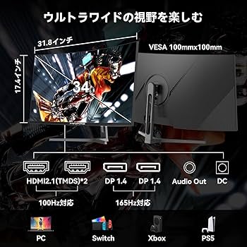 Amazon.co.jp: Minifire 34インチゲーミングモニター 曲面