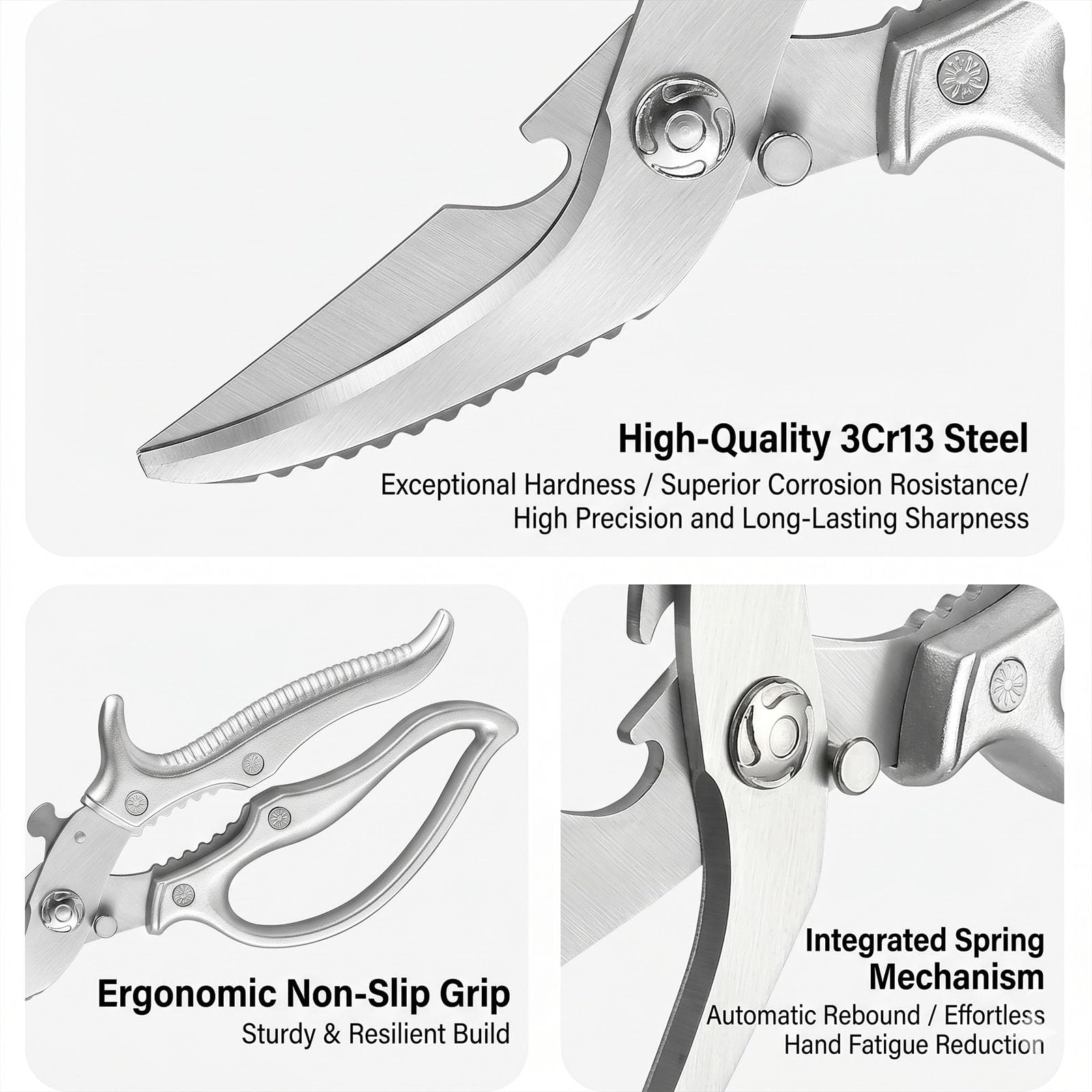 Multifunction Kitchen Shears Heavy Duty, Bone Cutting & Quail Egg Scissors, Meat Cutter for Food, Fish, Poultrys, Turkey, Gifts Women Men (1 pc)
