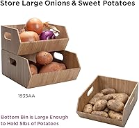 Vista 4 de Mobilevision Contenedores de almacenamiento de bambú versátiles XL para despensa y armario de cocina, multiusos, juego de 2 piezas apilables cubos