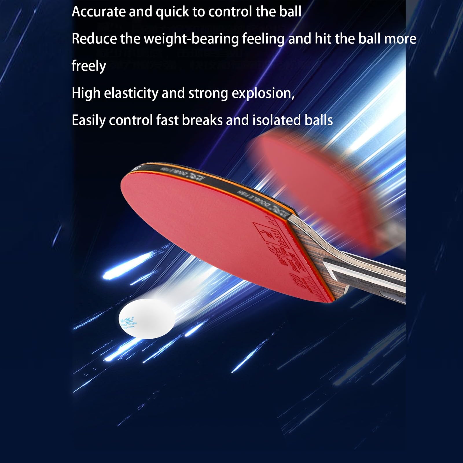 DOOKAA ping Pong Paddle Professional Grade Nine-Star Table Tennis Racket with Long Handle and high Elasticity Carbon Racket(Color:4), Size