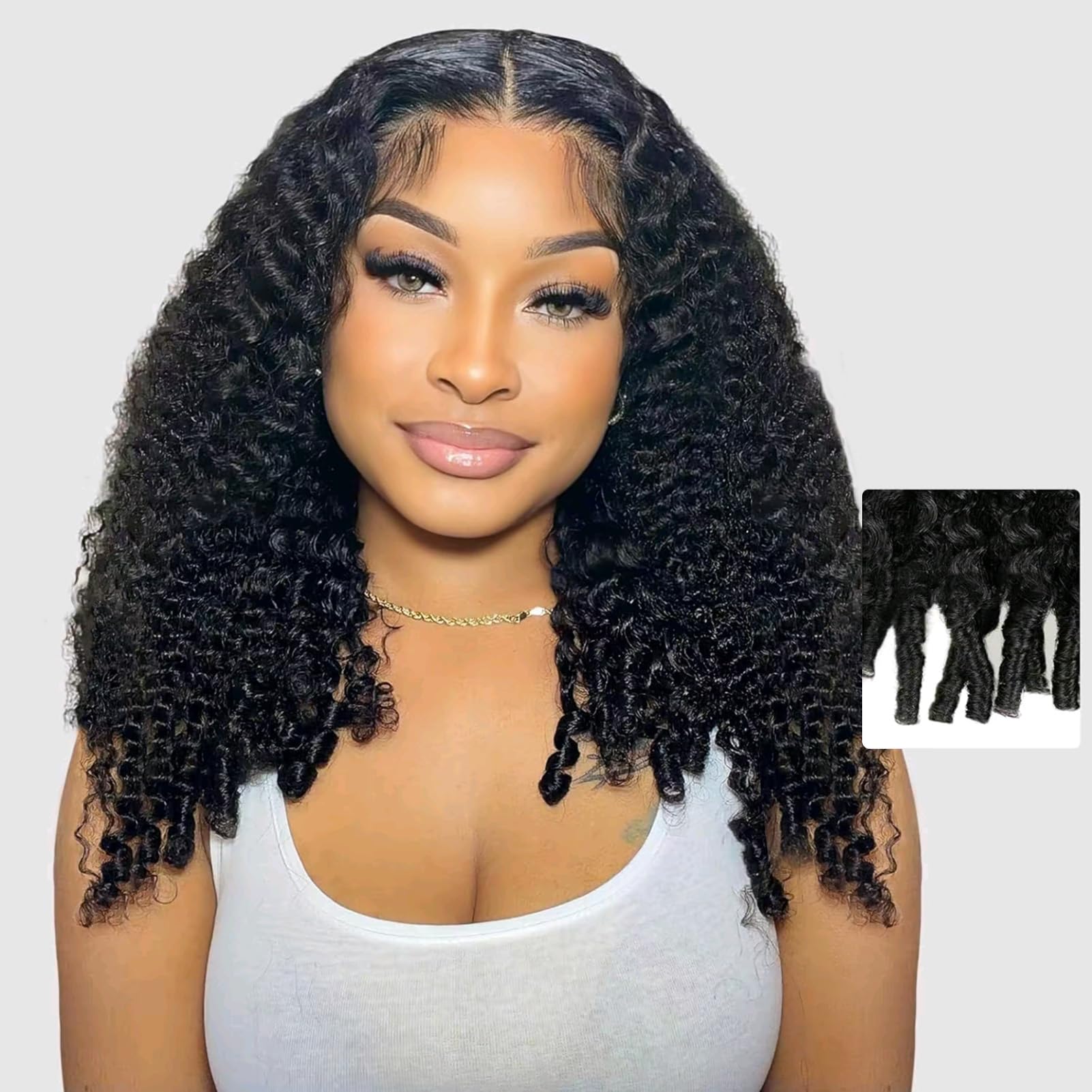 yuccy 13x6 Burmese Curly Lace Front Wigs Human Hair 300 Density HD Lace Frontal Human Hair Pre Plucked Water Wave Wigs with Spiral End (13x6 Burmese
