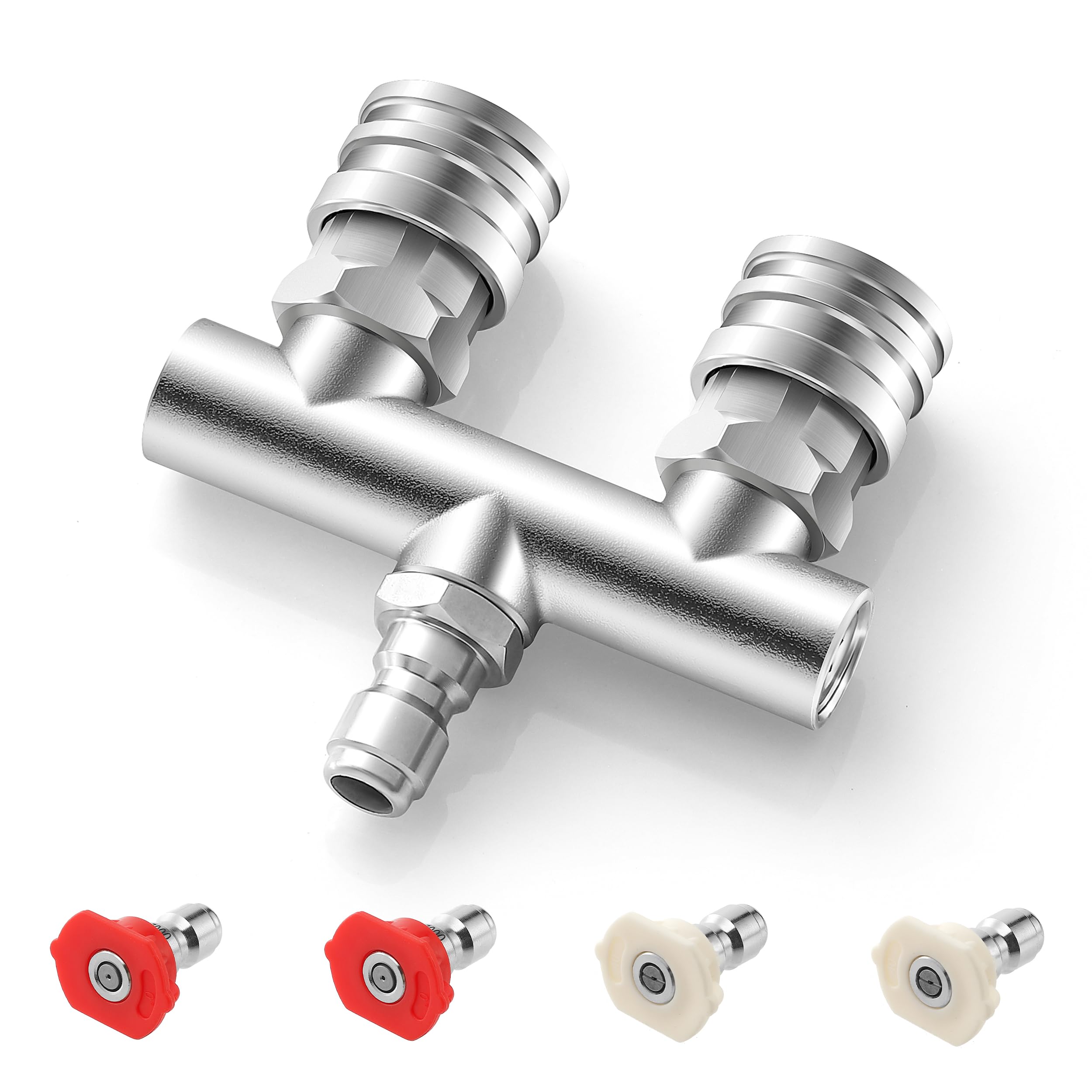 EZALOR Dual Pressure Washer Tips, 1/4 Inch Quick Connect, 5000 PSI