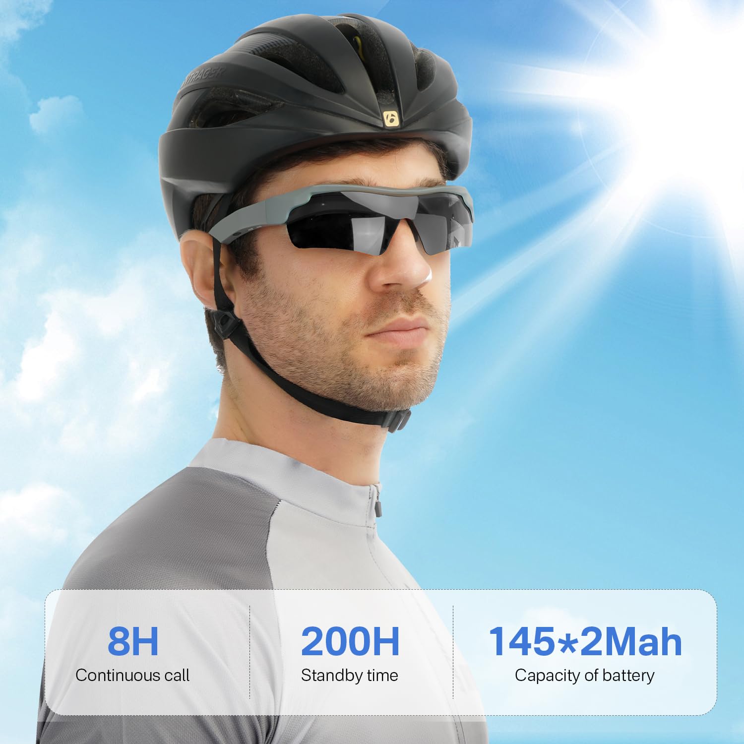 Sports Smart Glasses,Cycling Bluetooth Sunglasses for Men &Women,Open Ear Sound with Mic &Speakers,Touch &Voice Assistant,UV Protection,Polarized lens,Wireless Headphone Sunglasses for Running Fishing