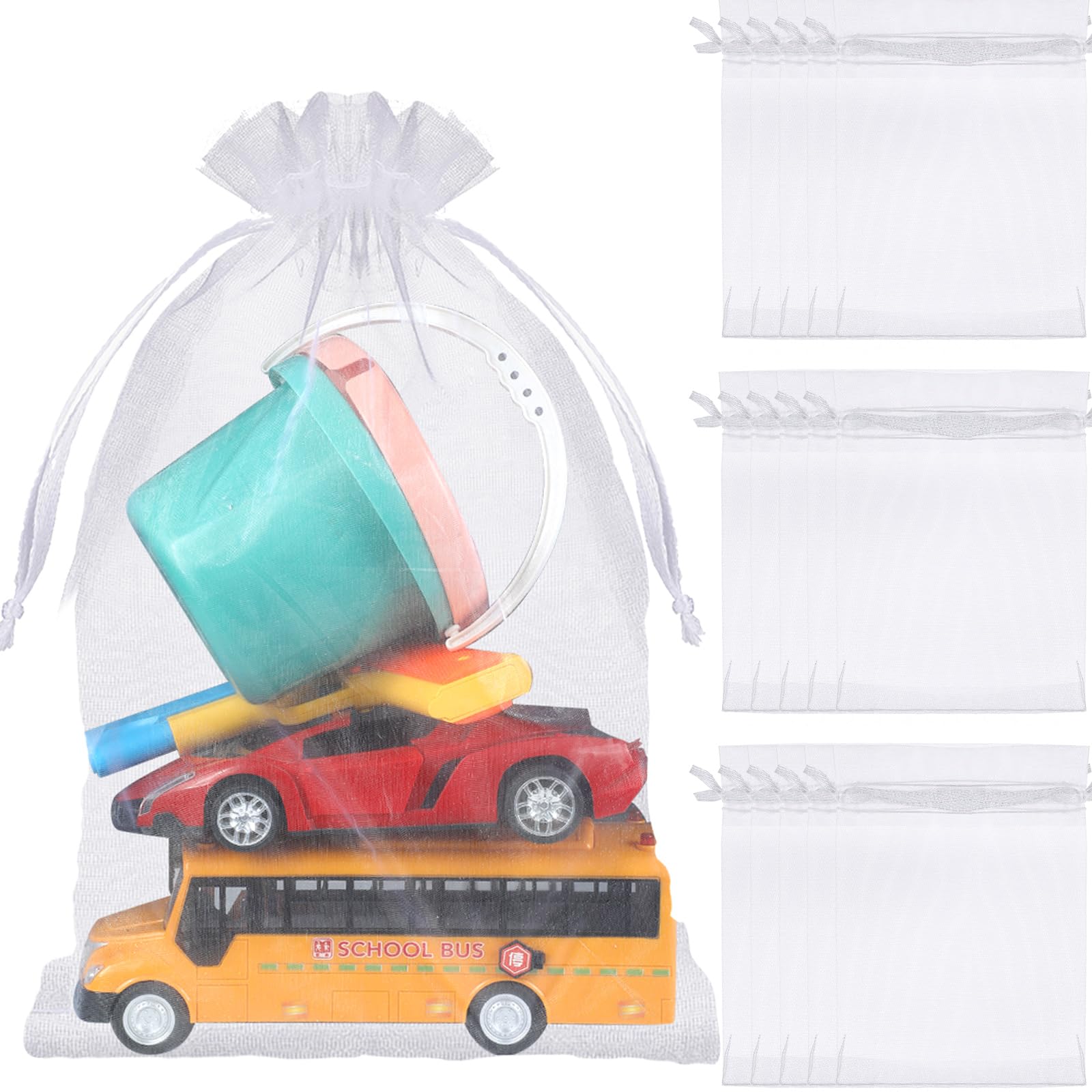 Sweetude 15 Pcs 16 x 24 Inches Extra Large Drawstring Organza Bags Mesh Gift Drawstring Pouches Mesh Jewelry Bags for Party Wedding Favor Candy