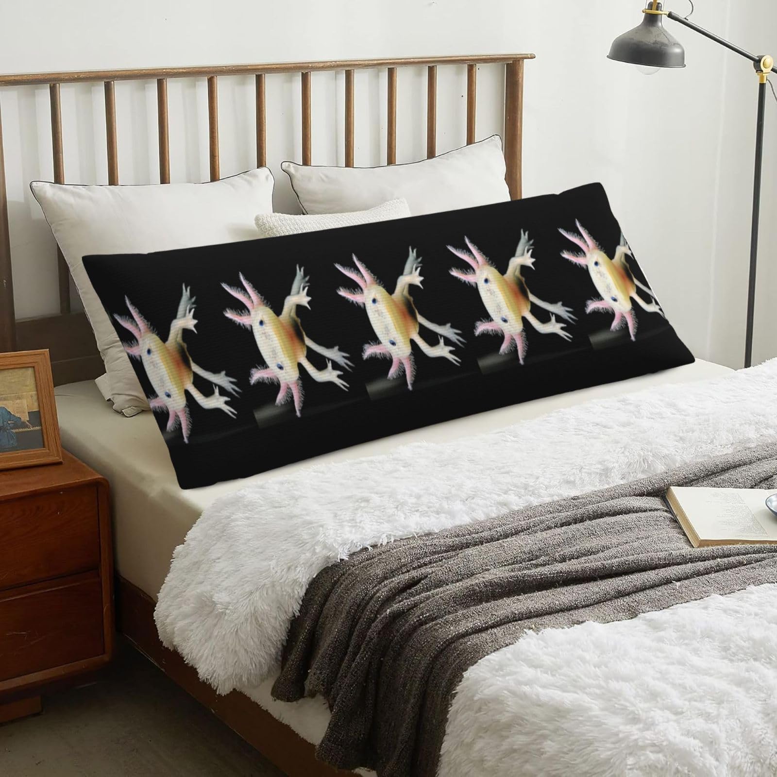 Axolotl Print, Body Pillow Cover with Zipper,Long Body Pillowcase 20 x 60 in