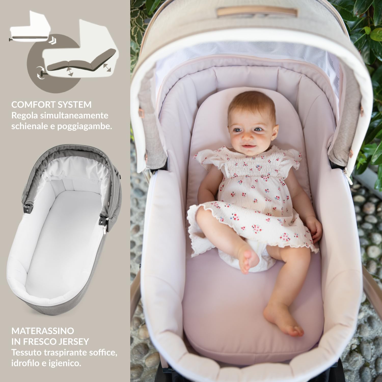 PEG Book Modular Passeggino Trio Neonati 0-4 Anni, Reversibile, Navicella, Seggiolino Auto i-Size, Mercury
