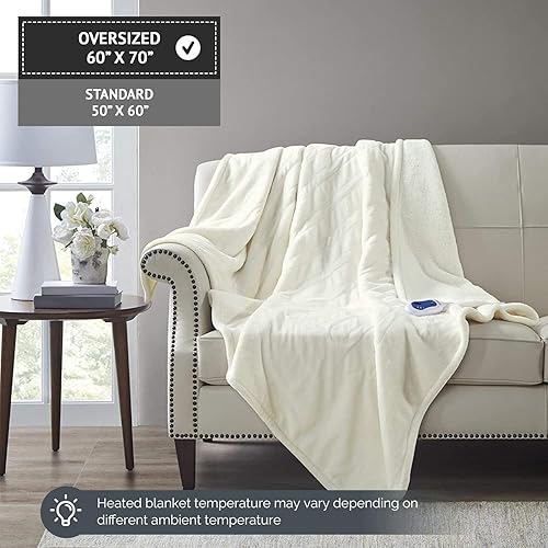 Miniatura 2 de Beautyrest - Manta Eléctrica Reversible de Felpa ultraligera - Manta Eléctrica, Regulador de Múltiples Niveles de Calor Acogedor Sofá Sala de Estar,