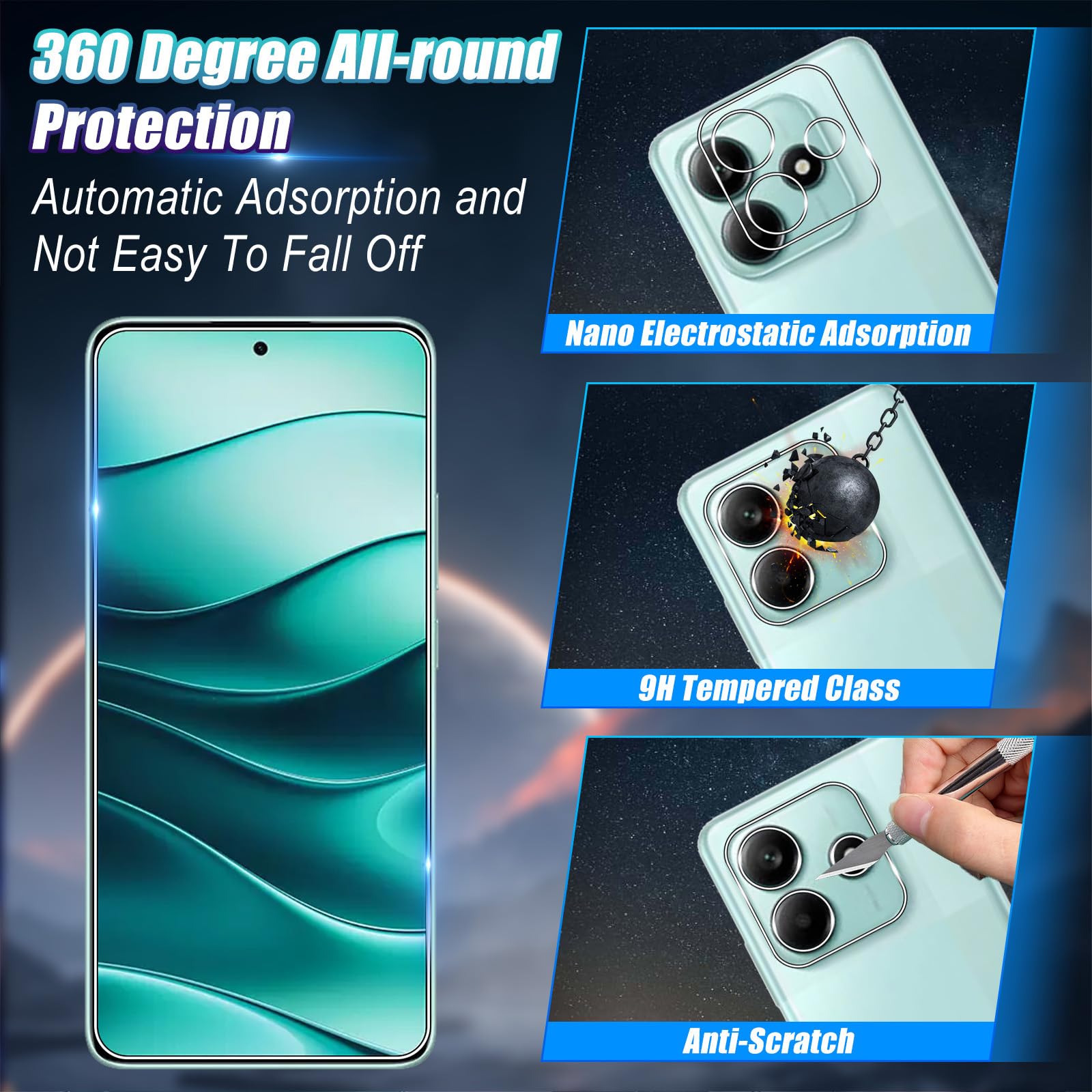 Ibywind 2 Pezzi Vetro Temperato per Xiaomi Redmi Note 14 5G 6.67,con 1