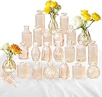 Vista 1 de Jarrones de brotes de champán en paquetes al por mayor de 24 envases, jarrones de vidrio ámbar pequeños para decoración, centros de mesa, jarrones