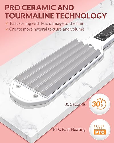 Miniatura 6 de Dmriektu - Crimpadora de cabello para mujer, para dar volumen, peinado esponjoso, plancha de pelo con herramientas de peinado de cerámica para