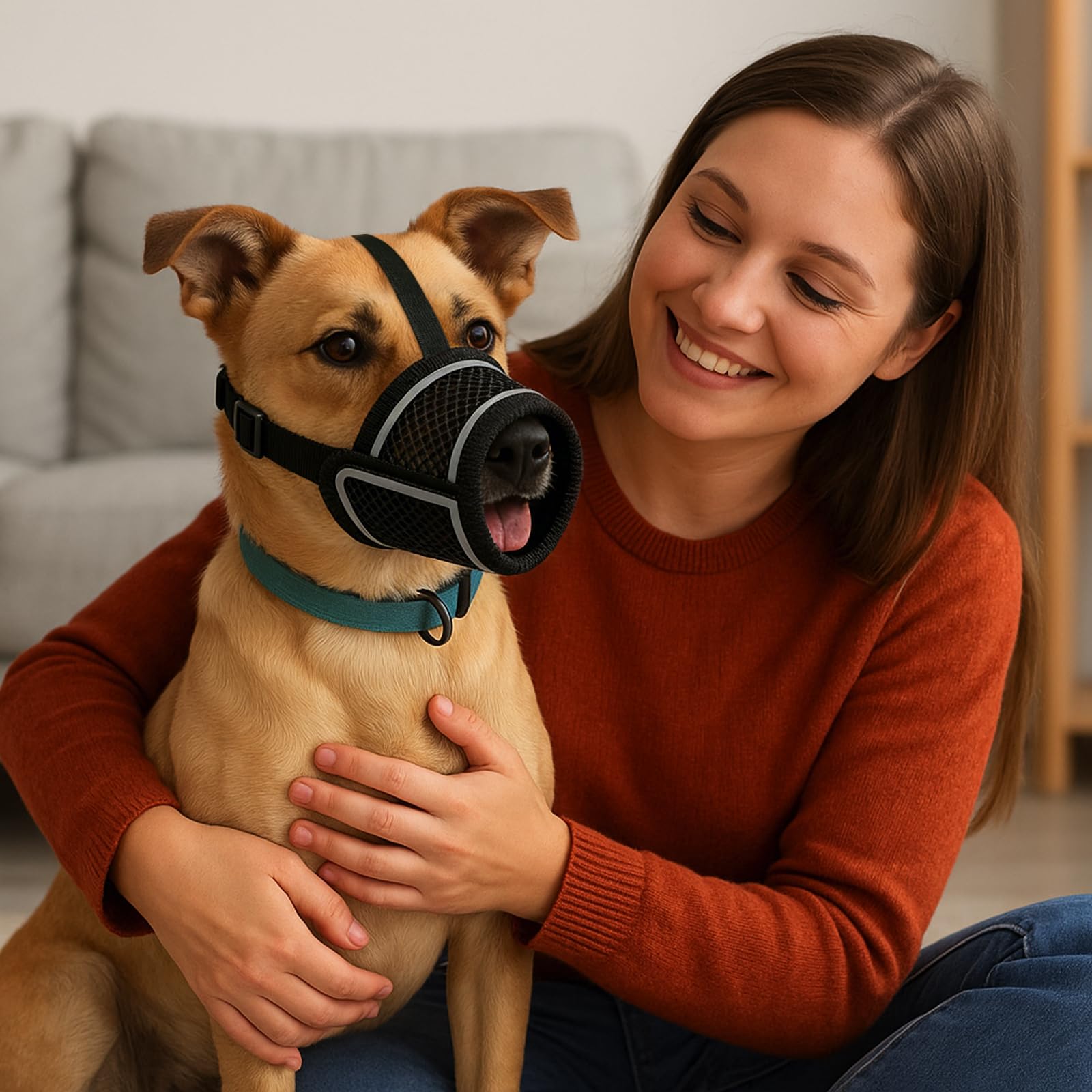Museruola Per Cane in Nylon,Museruola Traspirante per Cani,Dog Muzzle Regolabile Cane,Traspirante Museruole per Cani in Rete,Prevenire Morsi Masticare e le Ingestioni Sostanze Nocive (XL)