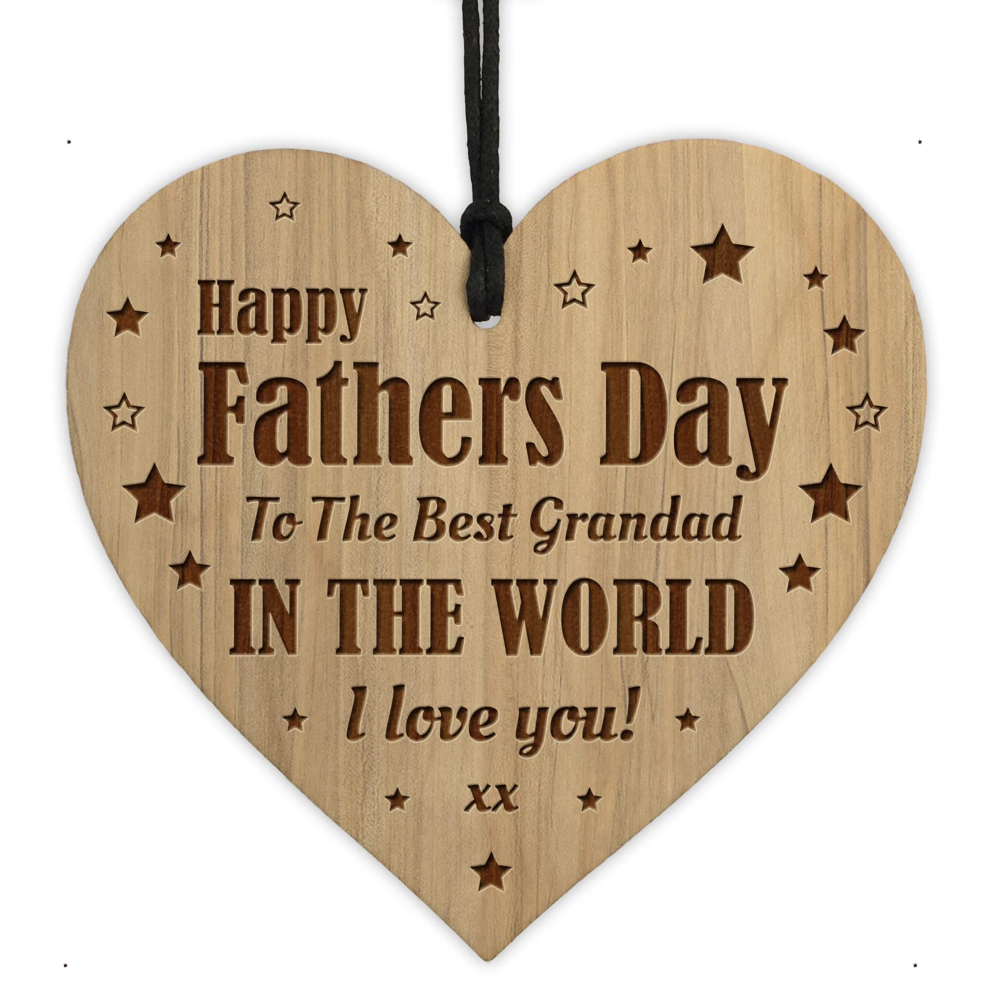 Red Ocean Happy For Grandad Engraved Heart Sign Gift For Grandad From Granddaughter