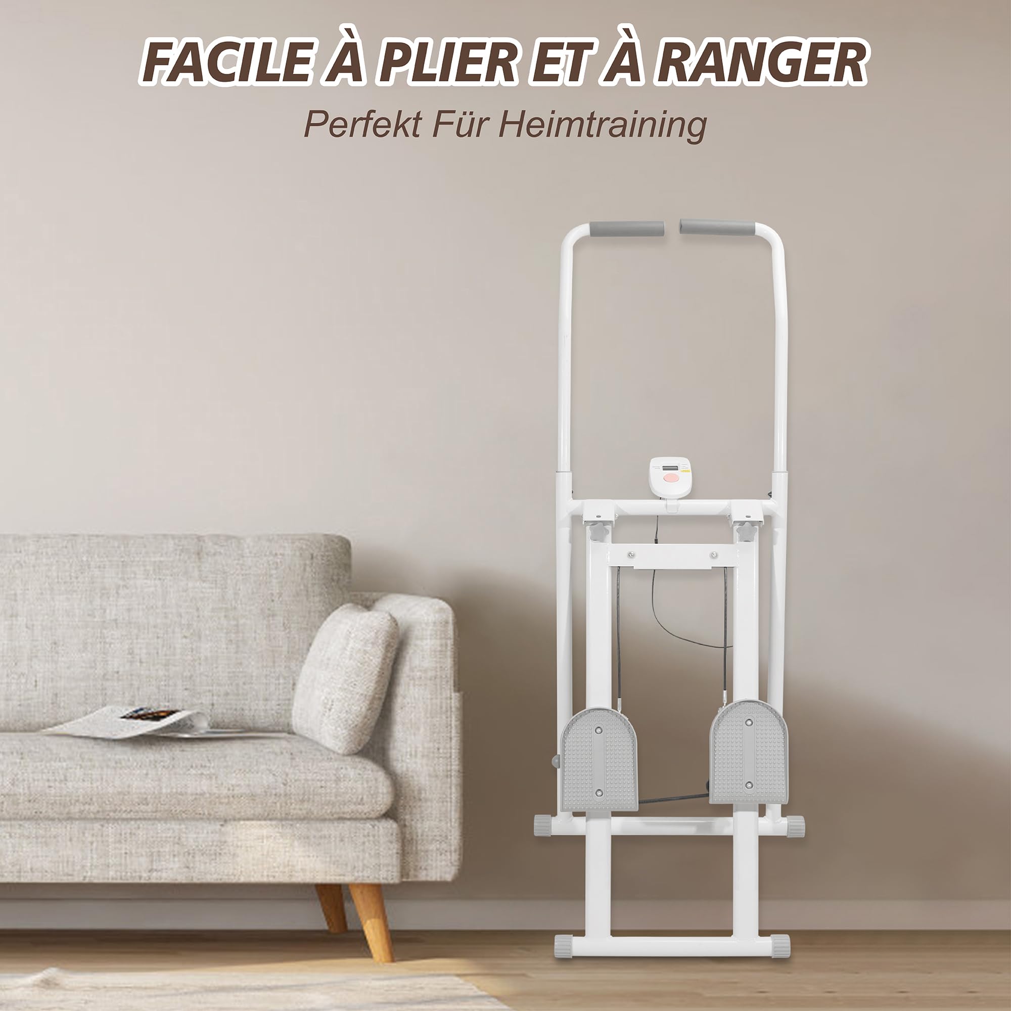 Stepper de Fitness – Amélioration de l'escalier Vertical en Tant Que Machine d'entraînement pour des Exercices corporels complets Plateforme de poignée réglable