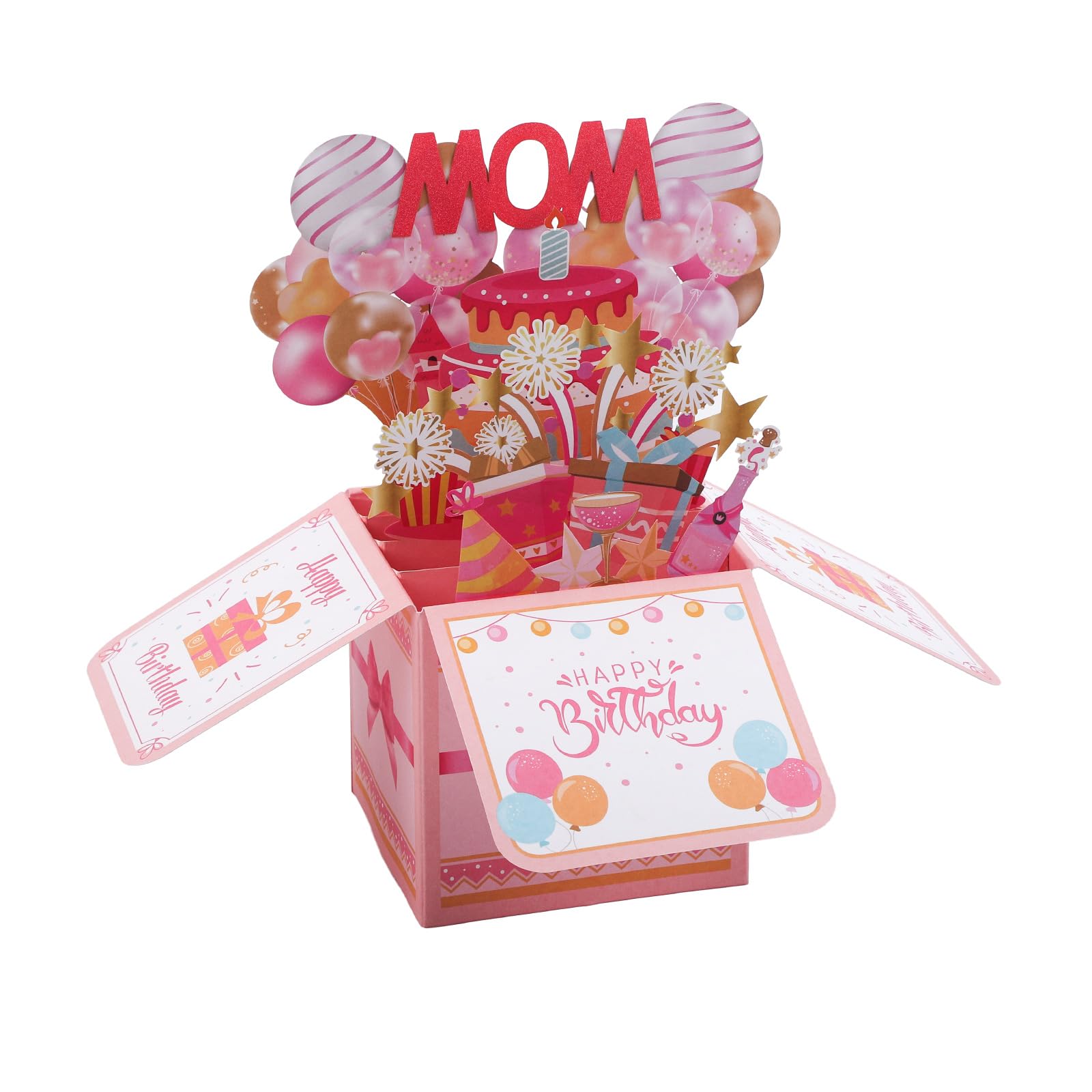 Carte Pop-up Anniversaire 3D Avec Gâteau, Ballon Et Micro - Idée Cadeau Originale Pour Amie, Maman, Sœur Ou épouse