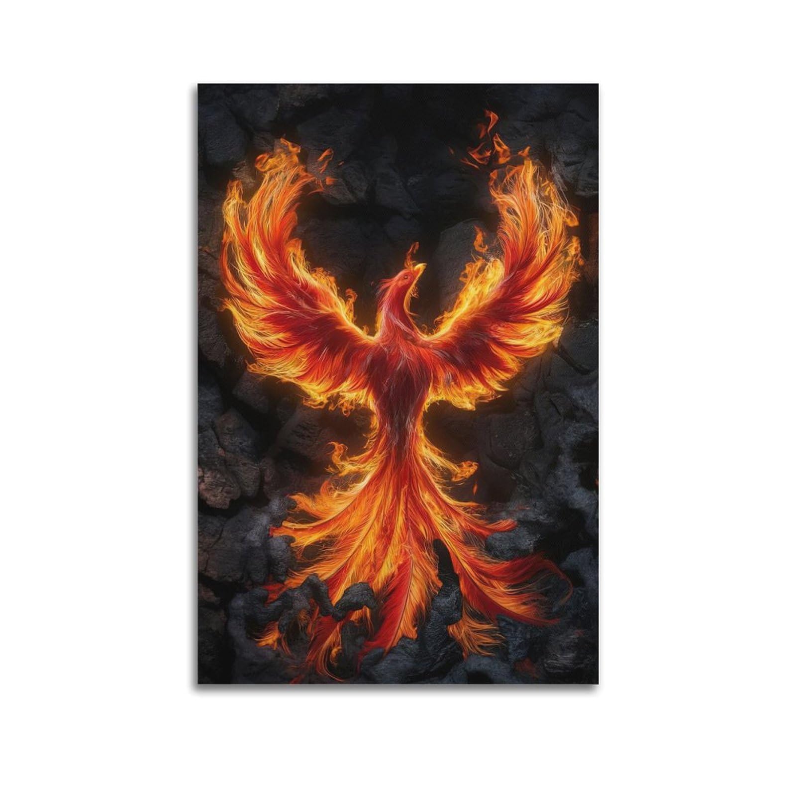 DLJGDS Mythical Phoenix with Fiery Wings, Vintage And Minimalist Art Piece Decorative Painting Canvas Wall Posters And Modern Family Bedroom Decor 20x30inch(50x75cm)