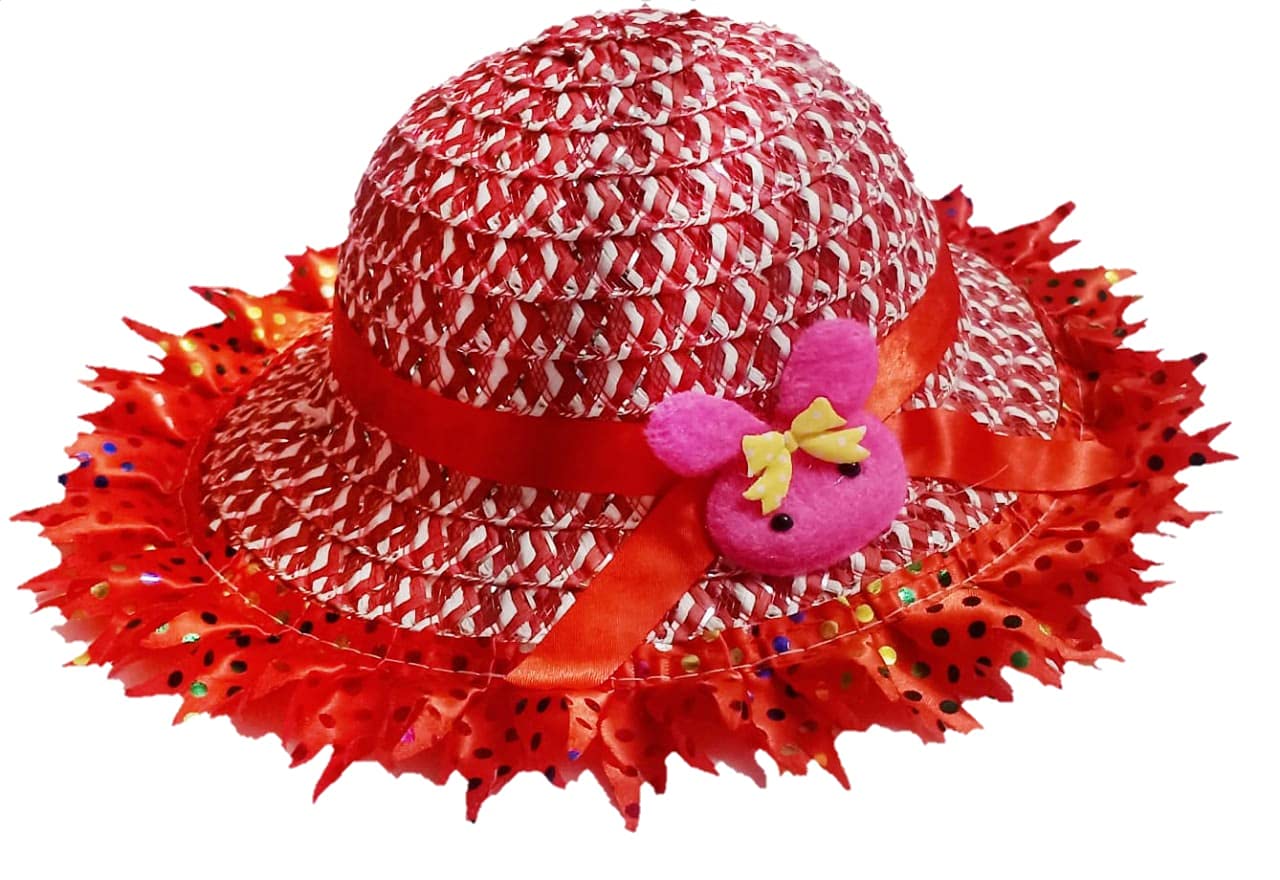 GenericBuy 1 Get 1 Baby Girls Hat Cap Topi | Stylish and Beautiful Hat Foldable and Easy Carry I Make Happiness to Your Child | Color Red and Baby Pink | Pack of 1 + 1,6 Months-18 Months(bby002)