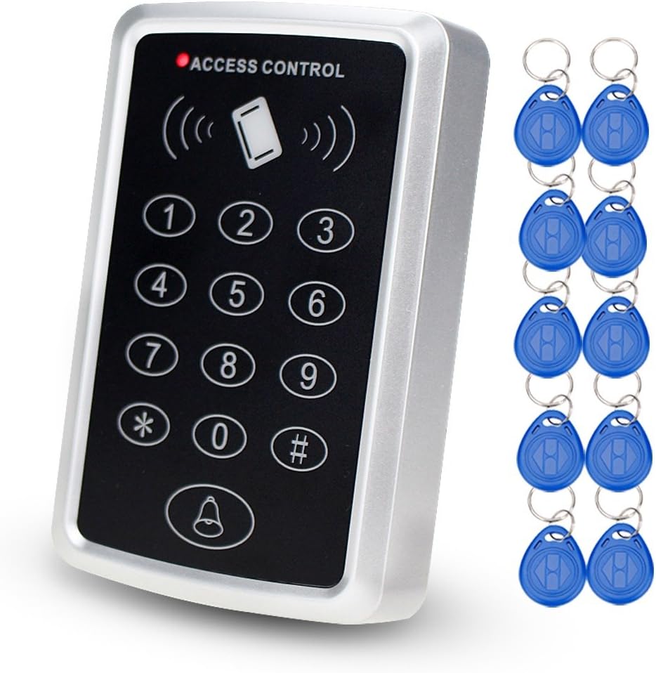 125KHz Rfid Standalone Access Control Keypad EM Card Reader with 10 Keychains Door Keyless Lock For Entry Security System
