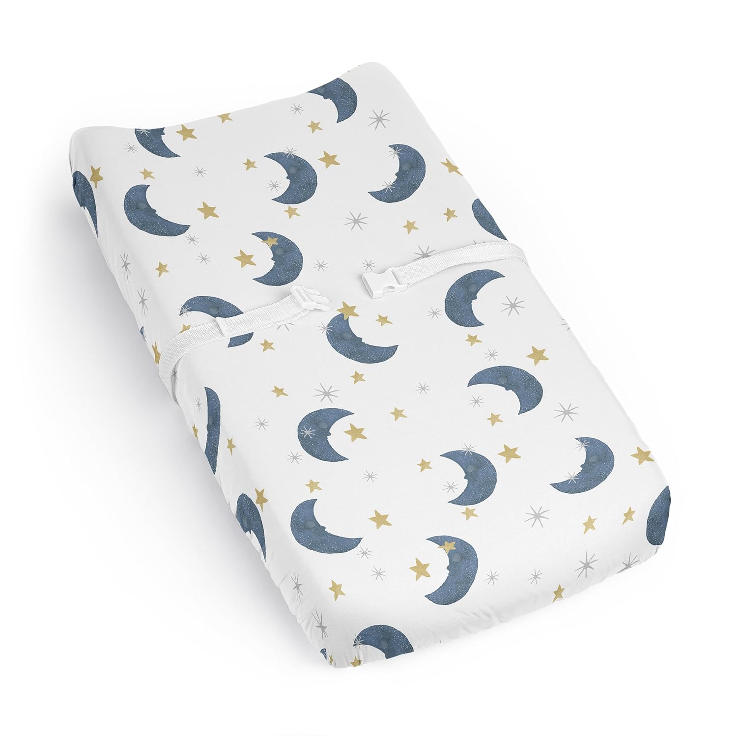 Sweet Jojo Designs Baby Changing Pad Cover Sheet (Moon and Star) for Girls/Boys, Infant/Newborn Diaper Change Table Mat Covers (Watercolor, Celestial, Sky, Stars & Moons, Outer Space, Navy Blue, Gold)