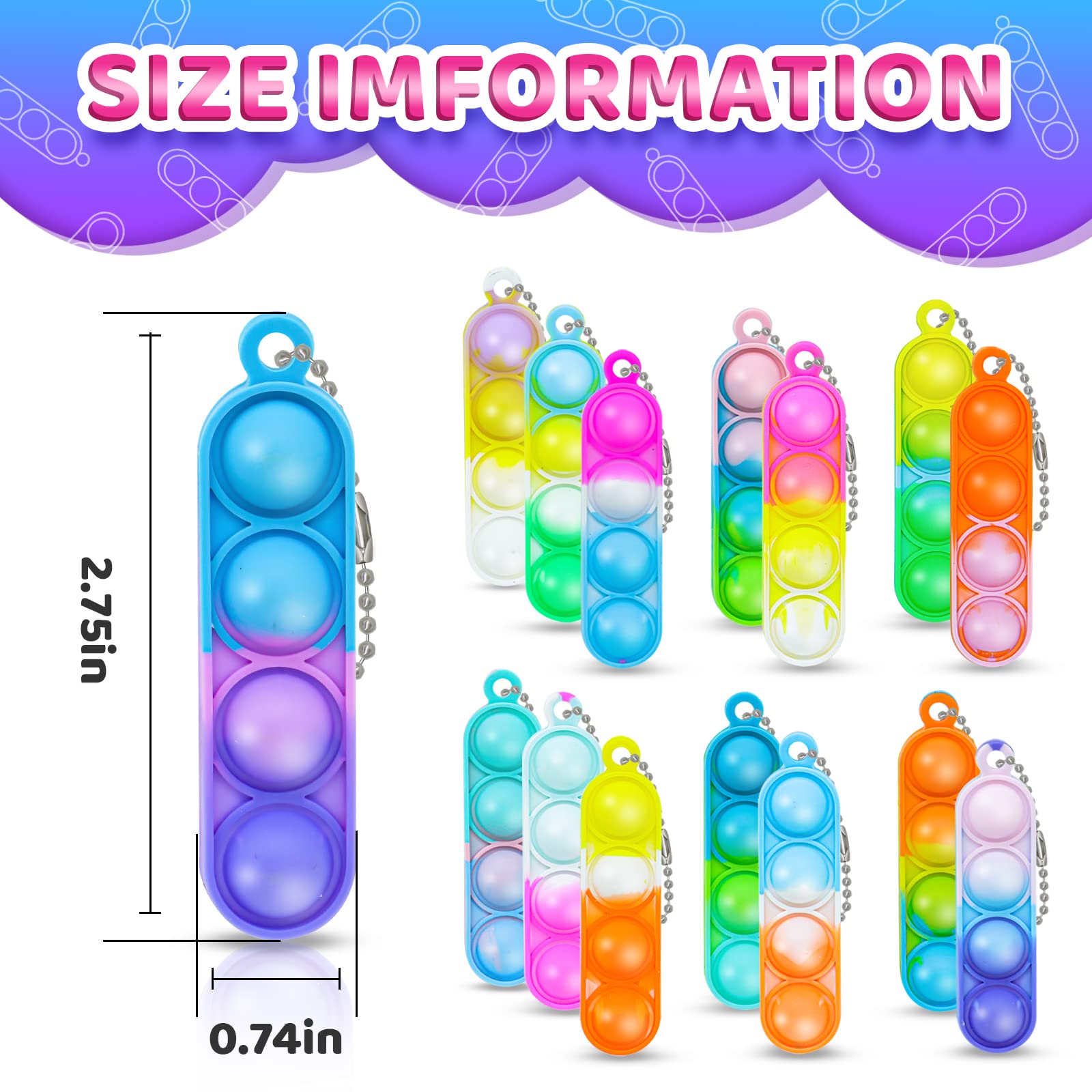 130Pcs Fidget Toys Bulk Halloween Party Favors for Kids Mini Pop Keychain Sensory Toys Stocking Pinata Stuffers Birthday Carnival Treasure Classroom Prizes Toddler Toys Fidget Pack Stress Relief Toys 1