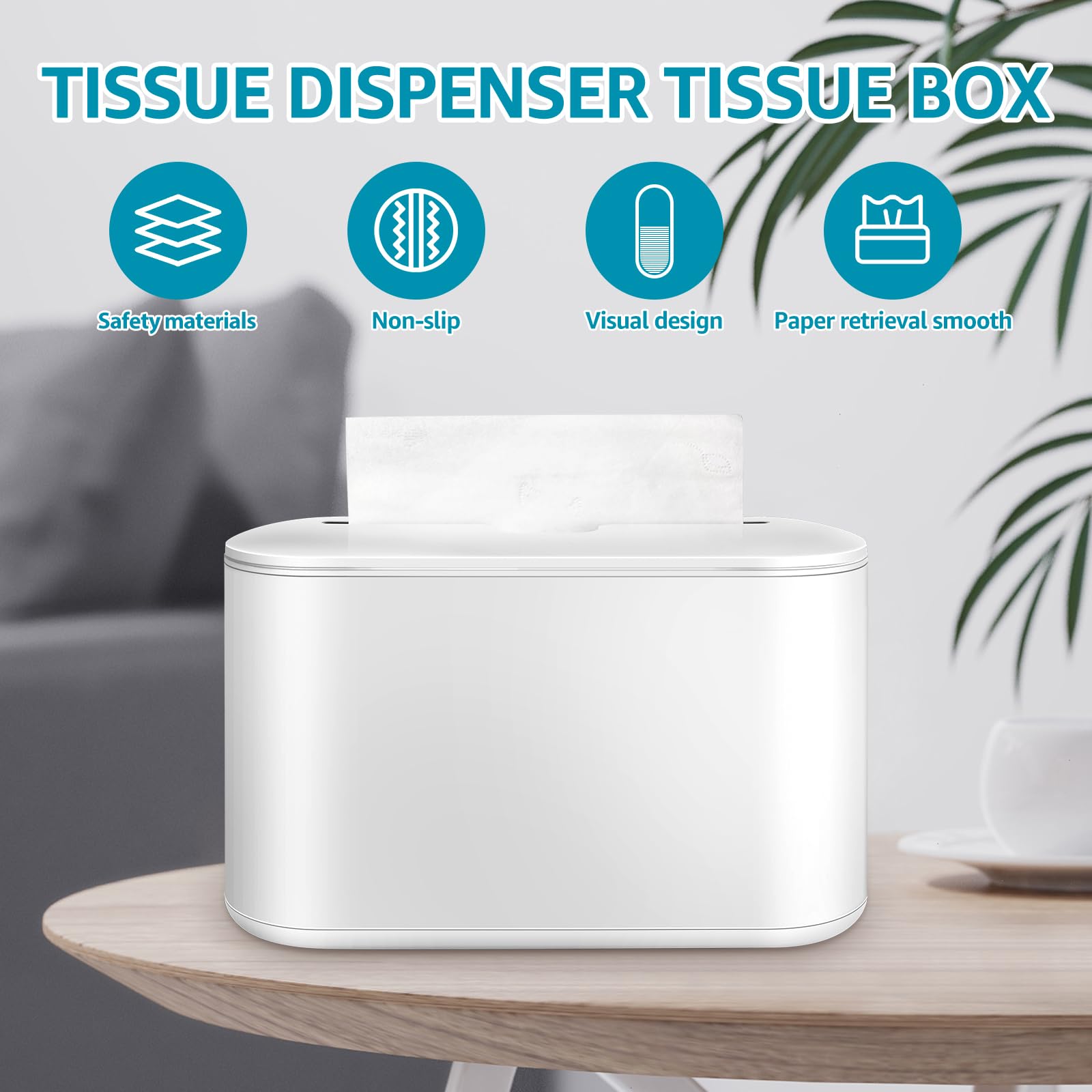 Dispensador de toallas de papel para encimera con ventana visible, apertura suave, base antideslizante, ideal para cocina y baño, servilletero compacto, 32 x 11,5 x 21,2 cm (blanco)