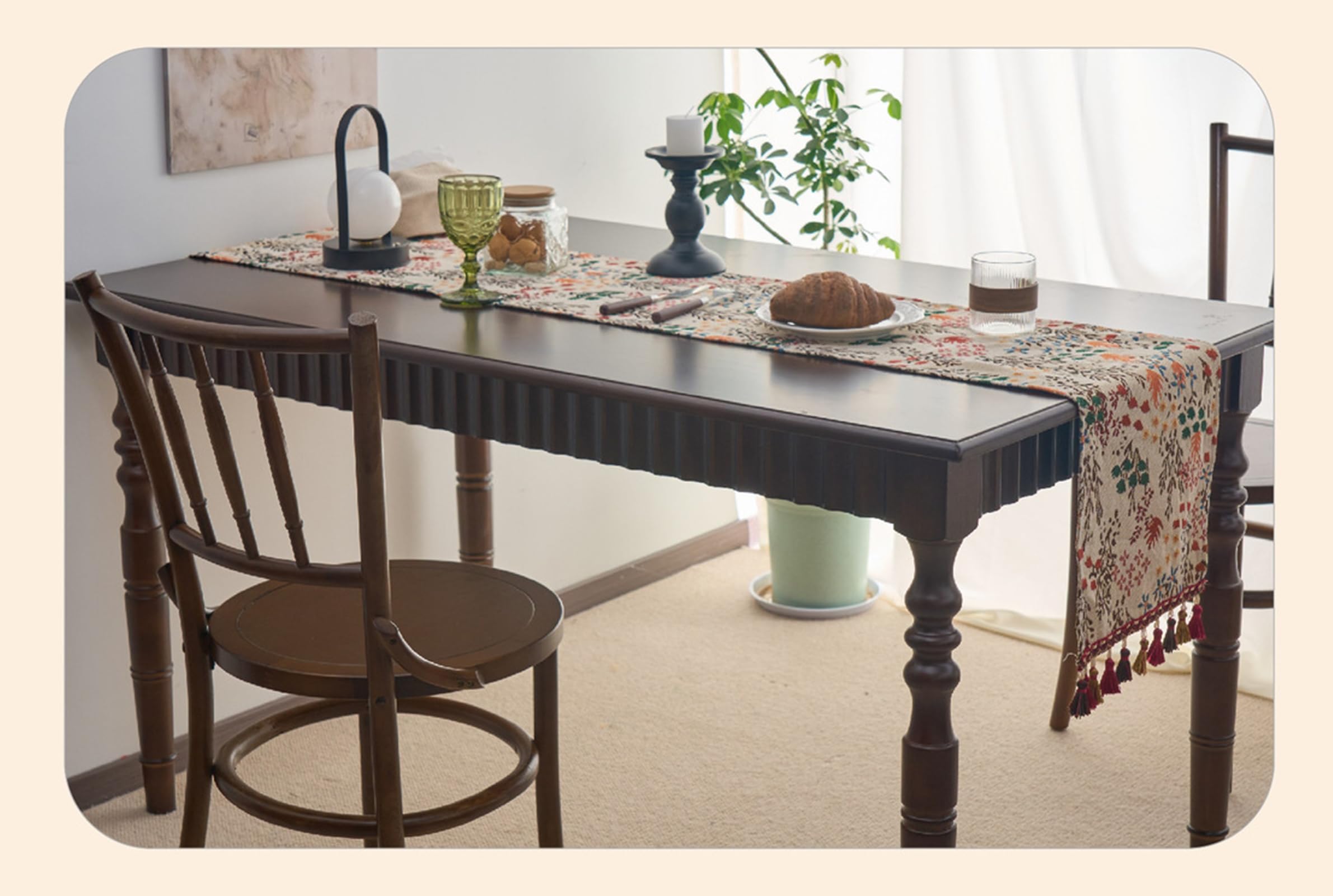 Runner da Tavolo Poliestere Cotone 33x275 cm, Runner da Tavola Moderno Lavabile Motivo Foglie e Alberi D'Acero Jacquard con Nappe per Cucina, Sala da Pranzo, Multicolore
