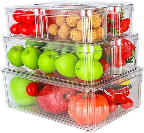 foroyalife Paquete de 7 contenedores organizadores de refrigerador organizadores apilables para refrigerador y almacenamiento transparente