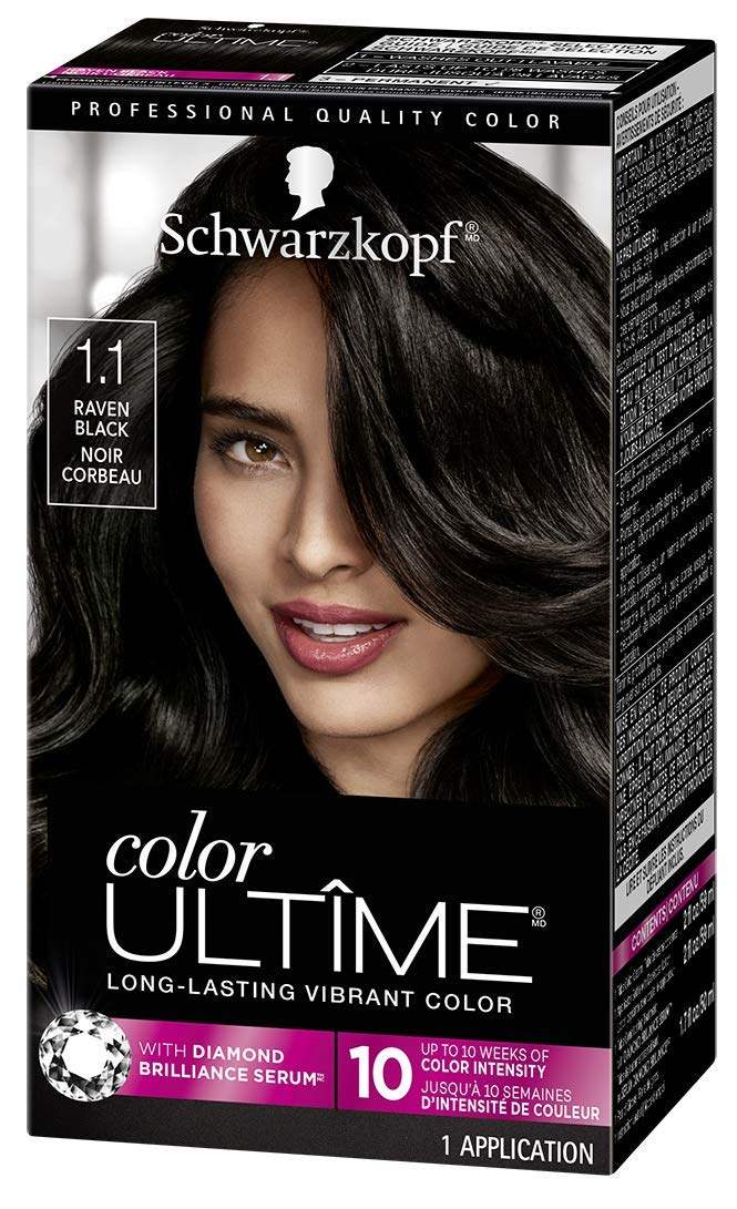 Schwarzkopf Color ULTIME Hair Color Cream, 1.1 Raven Black (Packaging May Vary)