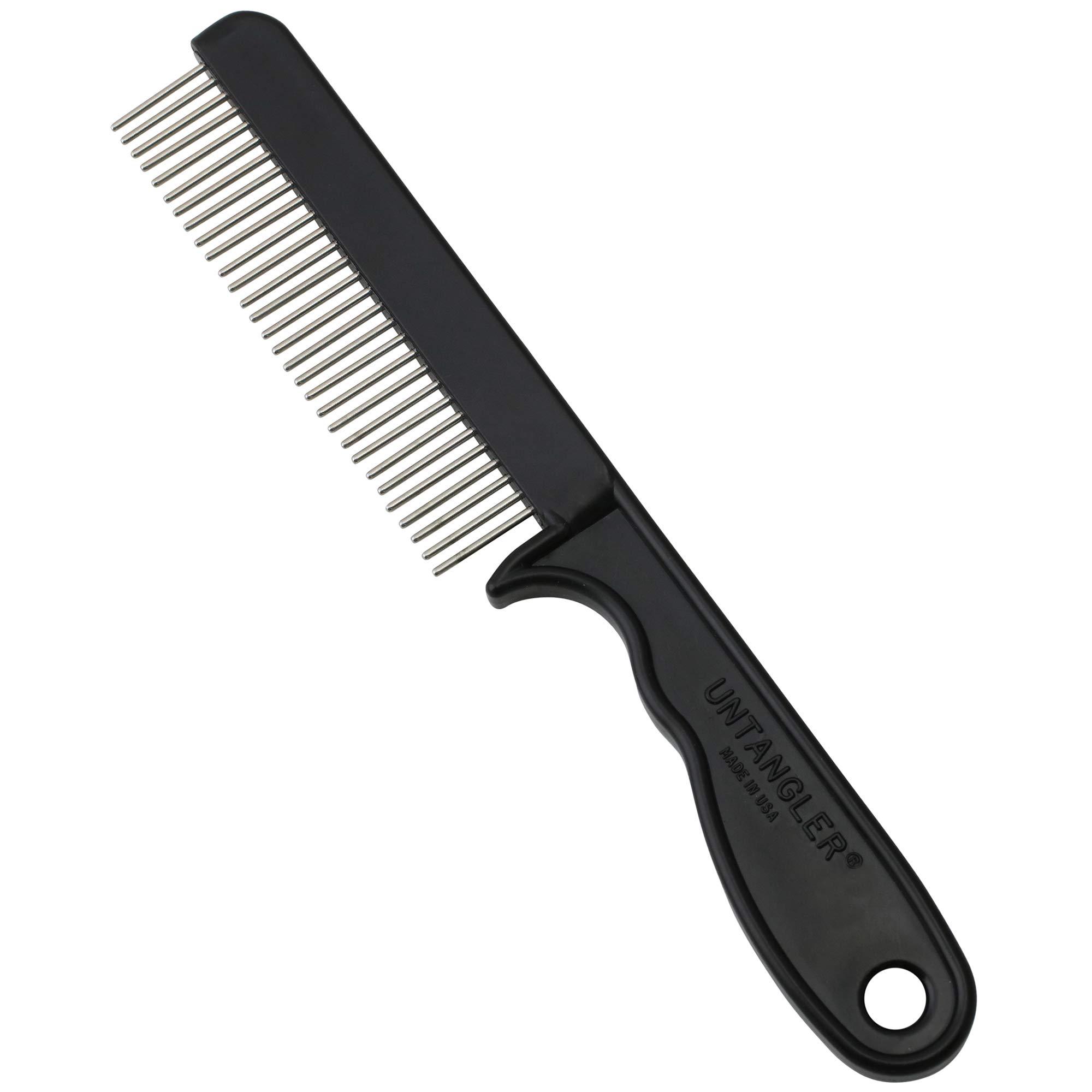 Super-Groom Combs with Smooth Rotating Teeth for Painless Mat Removal (Black, 30 Fine-Spaced Teeth)