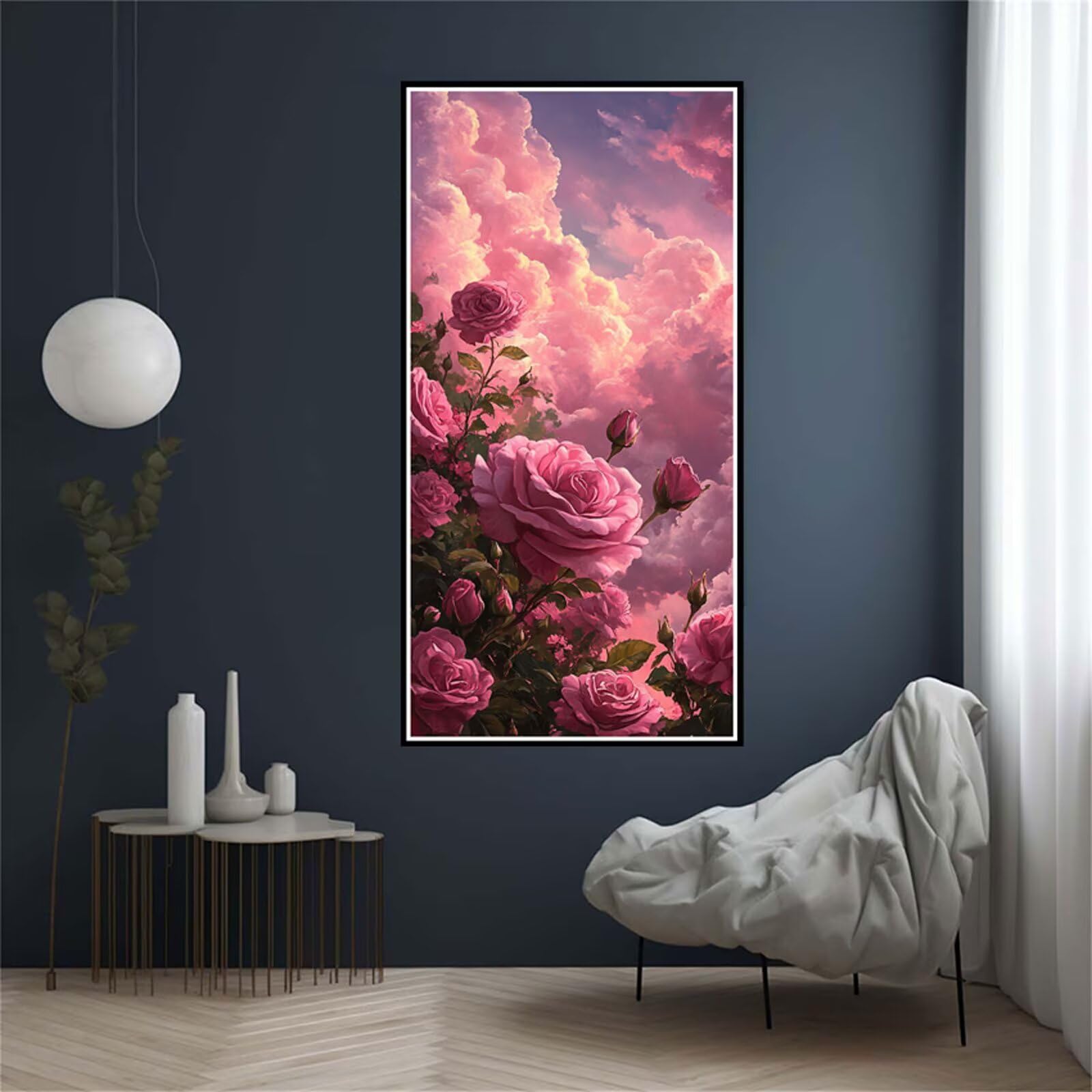 Malarstwo diamentowe dla dorosłych, kwiat XXL, 90 x 180 cm, malarstwo diamentowe 5D, zestaw do majsterkowania, dla dorosłych, kobiet, początkujących, zestaw do haftowania, dekoracja ścienna, krajobraz